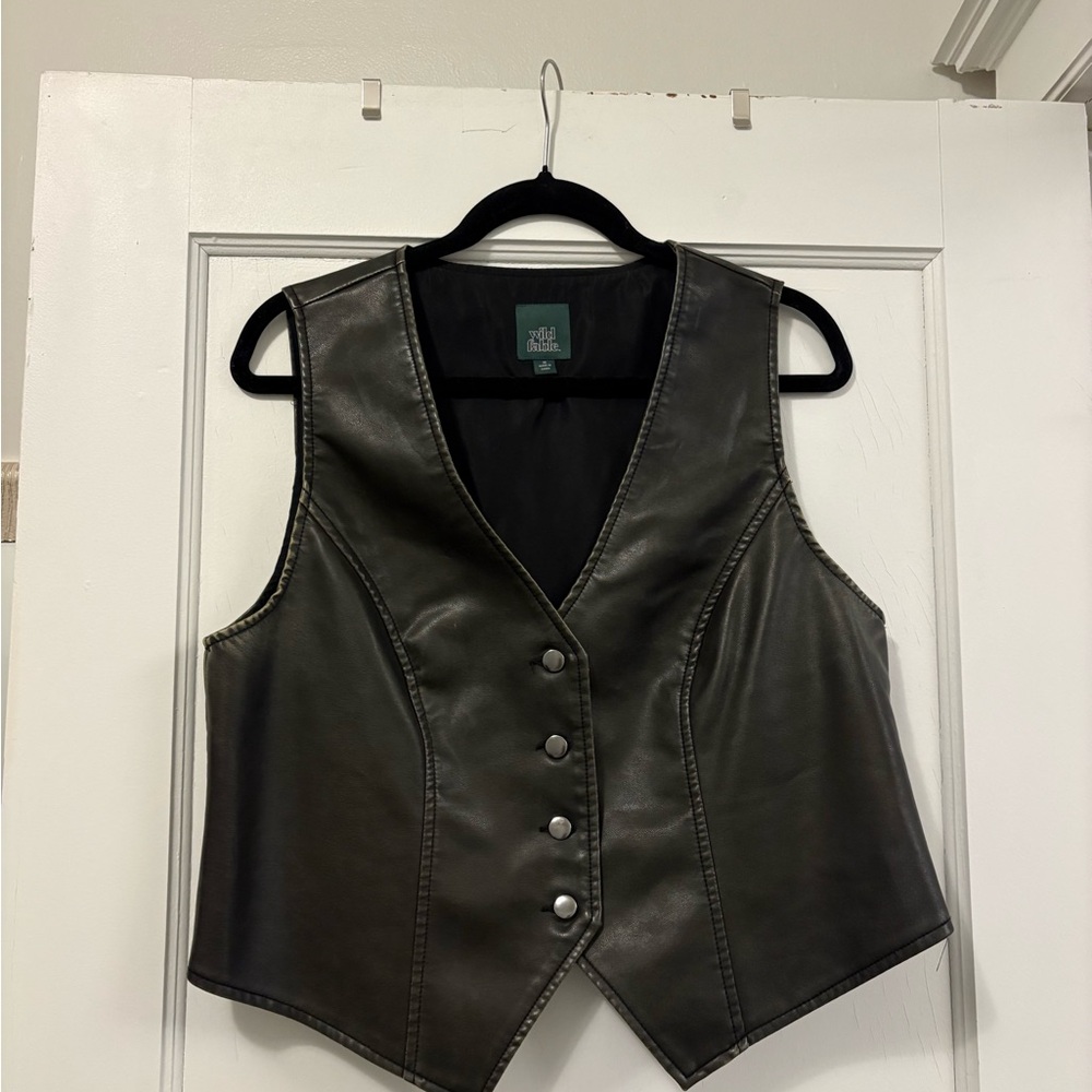 Wild Fable Black Faux Leather Vest